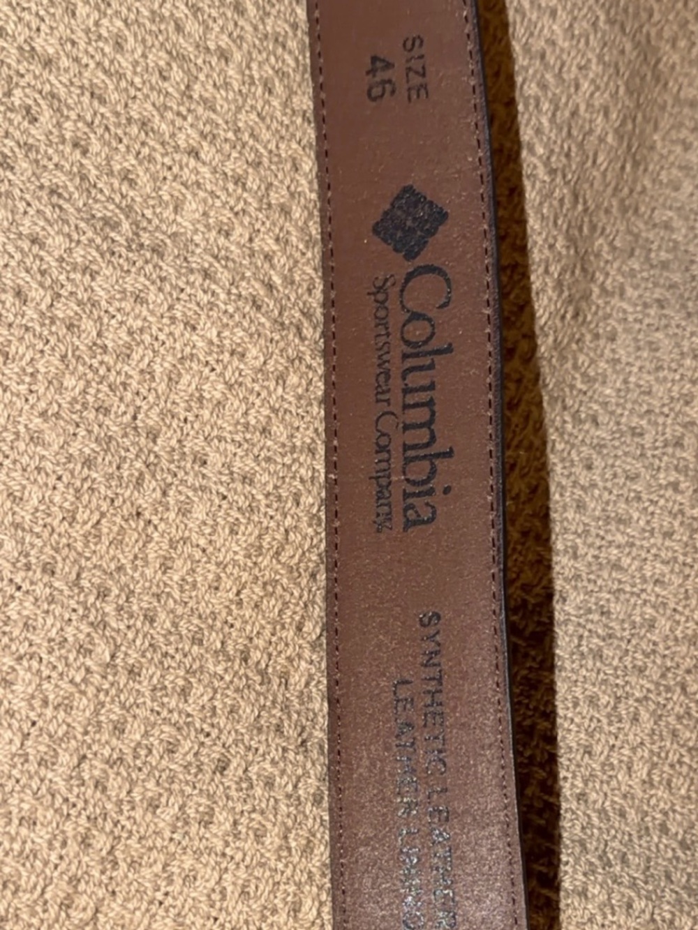 Columbia Tan and Brown Leather Belt with Polished Buckle